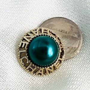 🤩(Set of 6) 22mm/Peacock-green faux pearl/gold tone shank buttons/Look pics